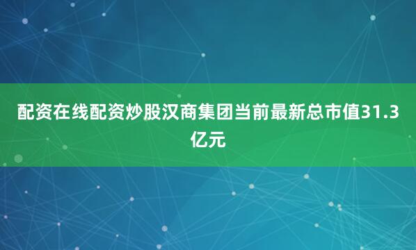 配资在线配资炒股汉商集团当前最新总市值31.3亿元